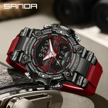 Модный бренд SANDA, красочные Мужские Часы с двойным механизмом, Многофункциональные Мужские Часы, Светящиеся Водонепроницаемые Reloj Hombre