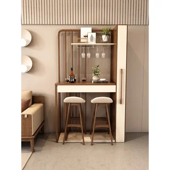 Скандинавский выдвижной барный стол из массива дерева, комнатный шкаф, угловая небольшая барная стойка, шкаф для хранения перегородок в гостиной 0