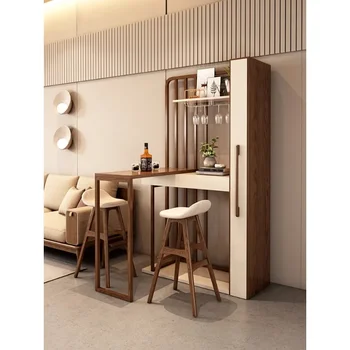Скандинавский выдвижной барный стол из массива дерева, комнатный шкаф, угловая небольшая барная стойка, шкаф для хранения перегородок в гостиной 1