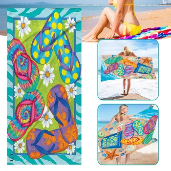 Летняя солнцезащитная шаль с принтом, парео, Женские банные полотенца для взрослых, большой морской халат, Летние аксессуары для пляжных полотенец, коврик