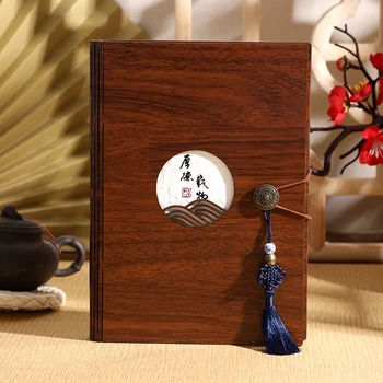 Креативный деревянный блокнот с отрывными листами в китайском стиле, подарочная коробка премиум-класса, Простой литературный Деликатный блокнот-журнал 3