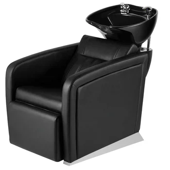 Новое кресло для шампуня в парикмахерской с керамической раковиной, регулируемым массажным креслом для шампуня, парикмахерскими мисками для шампуня, раковиной и стульями 5