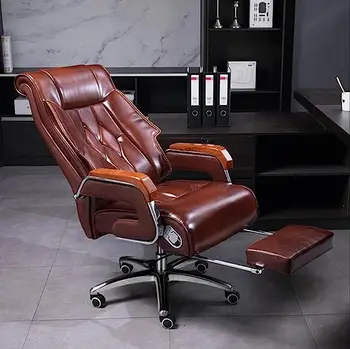 Массажное кресло Kinnls Adam с 7-точечными узлами вибрации Эргономичное офисное кресло с выдвижной подставкой для ног Игровое кресло из натуральной кожи 4