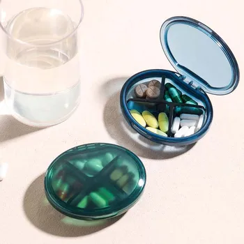 4 Сетки Футляр-органайзер для таблеток Мини-коробка Для таблеток Футляр для таблеток Дозатор лекарств Контейнер для хранения таблеток Мини-футляр для таблеток Мини-Размер Водонепроницаемый