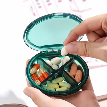 4 Сетки Футляр-органайзер для таблеток Мини-коробка Для таблеток Футляр для таблеток Дозатор лекарств Контейнер для хранения таблеток Мини-футляр для таблеток Мини-Размер Водонепроницаемый 5