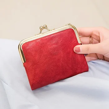 Новый модный тренд, чистое красное все с однотонной короткой сумочкой, женская ретро-многофункциональная мини-складная сумочка-клипса