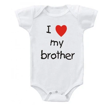 I Love My Sister Brother/ Детские повседневные боди для близнецов, комбинезоны для маленьких мальчиков и девочек, Летняя одежда для младенцев с коротким рукавом, Одежда 3