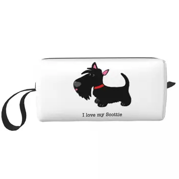 Косметичка I Love My Scottie Женская Модная косметичка для собак с шотландским терьером большой емкости, косметичка для хранения косметических принадлежностей