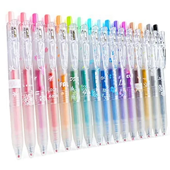 Ручка с блестящими гелевыми чернилами 16 Разных цветов Выдвижной набор гелевых ручек с тонким наконечником 0,7 мм Цветная ручка для ведения журнала Раскраска Рисунок