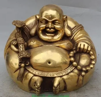 10-Дюймовая бронзовая статуэтка Будды Майтрейи в стиле китайского буддизма 