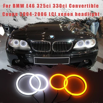 Светодиодный SMD Хлопковый Светильник Switchback Angel Eye Halo Ring DRL Комплект для BMW E46 325ci 330ci Кабриолет Купе 04-06 LCI Ксеноновая Фара