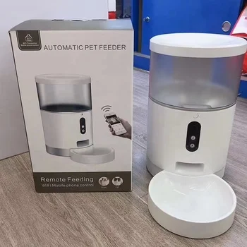 Автоматическая кормушка для еды объемом 4 л, дистанционное управление камерой Wi-Fi, умная кормушка для кошек, собак и домашних животных с камерой 0