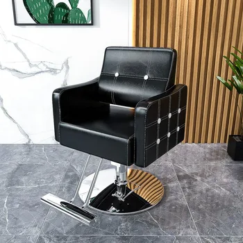 Модное мужское парикмахерское кресло Винтажной модели, черное Скандинавское парикмахерское кресло для салона красоты, простота, Cadeiras Мебель для дома