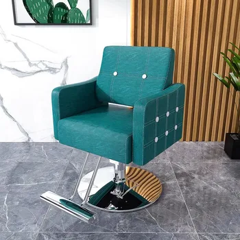 Модное мужское парикмахерское кресло Винтажной модели, черное Скандинавское парикмахерское кресло для салона красоты, простота, Cadeiras Мебель для дома 1