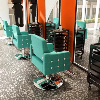 Модное мужское парикмахерское кресло Винтажной модели, черное Скандинавское парикмахерское кресло для салона красоты, простота, Cadeiras Мебель для дома 4