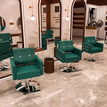 Модное мужское парикмахерское кресло Винтажной модели, черное Скандинавское парикмахерское кресло для салона красоты, простота, Cadeiras Мебель для дома 5