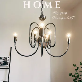 Светлая французская минималистичная люстра для гостиной, простая американская спальня в стиле ретро, столовая, Старинный Блестящий черный 1