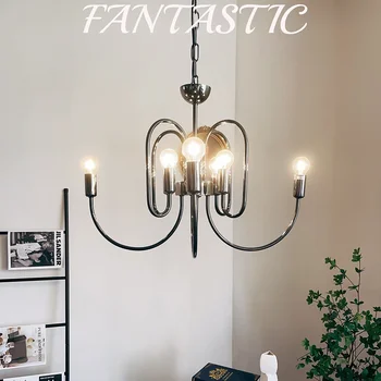 Светлая французская минималистичная люстра для гостиной, простая американская спальня в стиле ретро, столовая, Старинный Блестящий черный 2