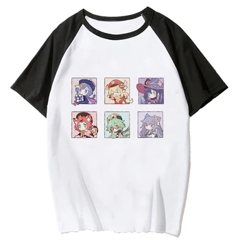 Женская футболка Genshin Impact с забавным аниме Y2K, футболка с изображением японской манги для девочек