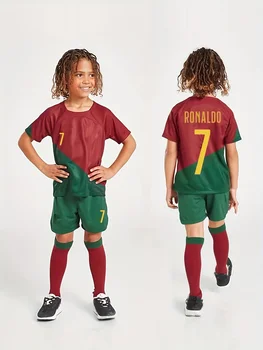 НОВАЯ футболка для мальчиков и девочек 2023/24 Ronaldo Fans Edition для регби, мужские и детские футбольные майки для домашних выездных игр, комплекты с коротким рукавом Uni