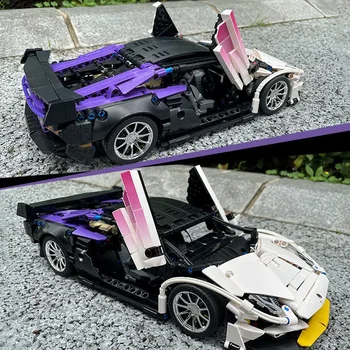 1337ШТ Технический 1:14 Фиолетовый Ламбо Супер Спортивный Автомобиль Строительные Блоки MOC City Speed Vehicle Сборка Кирпичей Игрушки Для Детей Мальчиков