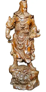 Деревянные статуэтки из китайского самшита для домашнего декора, резьба, декоративная скульптура Гуань юй