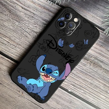 Disney Lilo & Stitch Angel для iPhone 15 14 13 12 11 XS XR X 8 7 SE Pro Max Plus Mini Черный чехол для телефона сзади 3
