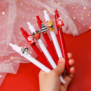 Рождественские Милые Гелевые ручки, милые ручки для подписи, подарок с изображением Лося Санта-Клауса, школьные принадлежности, Канцелярские Гелевые ручки, Офисная пресса