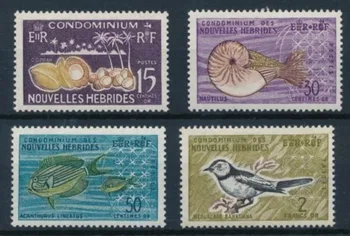 4 шт., Новые Гебриды, 1963, Морская жизнь, настоящие оригинальные почтовые марки, MNH