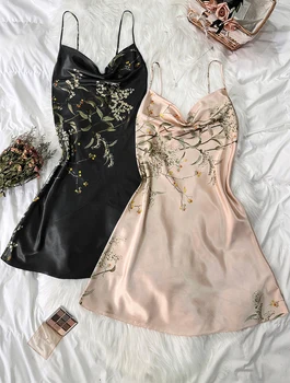 2 комплекта ночной рубашки с цветочным принтом, элегантные платья на бретельках с V-образным вырезом, женские пижамы, платья 0