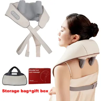 5D Разминающий массаж Шиацу, Электрический массажер для шеи, беспроводной, для снятия боли, подушка для плеча, шаль для расслабления мышц шейного отдела спины