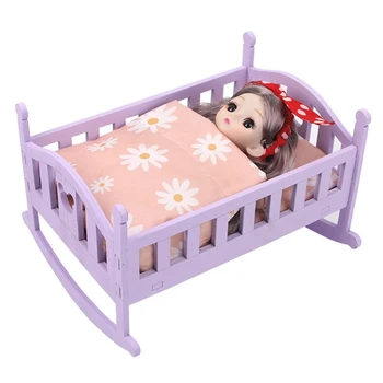 Детский интерактивный кукольный домик, деревянная качающаяся кровать, украшения, ролевая игрушка, переносная, избавляющая от скуки