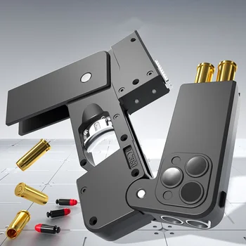 Складной мобильный телефон с мягкой пулевой пусковой установкой, бросающий снаряд, имитирующий игрушечный пистолет для мальчиков, модель с мягкой пулевой пусковой установкой, которую можно запустить 0