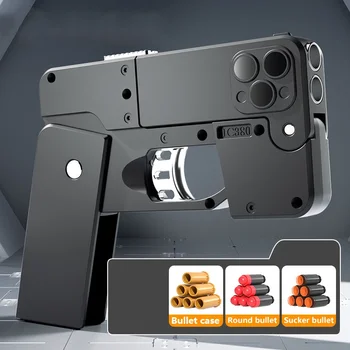 Складной мобильный телефон с мягкой пулевой пусковой установкой, бросающий снаряд, имитирующий игрушечный пистолет для мальчиков, модель с мягкой пулевой пусковой установкой, которую можно запустить 4