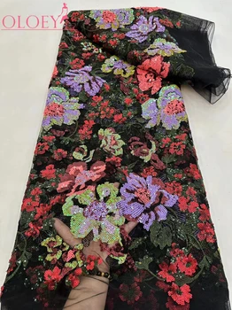 2023 Высококачественная модная кружевная ткань с французской вышивкой и блестками, Африканская кружевная ткань в Нигерийском стиле для свадебного платья