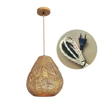 Ретро ротанга сплетенный кулон свет кулон бра абажур для потолочного вентилятора лампа люстра лампа держатель ресторане отеля