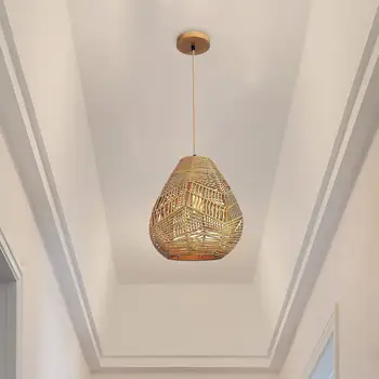 Ретро ротанга сплетенный кулон свет кулон бра абажур для потолочного вентилятора лампа люстра лампа держатель ресторане отеля 2