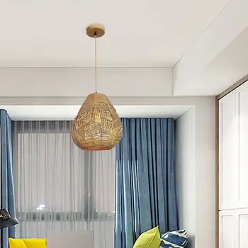 Ретро ротанга сплетенный кулон свет кулон бра абажур для потолочного вентилятора лампа люстра лампа держатель ресторане отеля 3