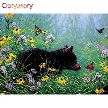 GATYZTORY Black Bear 5D DIY Алмазная живопись с животными, Мозаика ручной работы, Наборы для вышивания крестиком, Подарок для домашнего декора