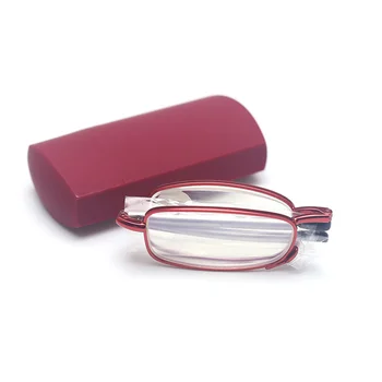 Мужские и женские сверхлегкие очки для чтения, складные очки для пресбиопии из титанового сплава, складные очки с футляром для защиты от синего света 5