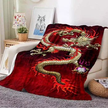 Китайский дракон или Божественный Дракон Пушистое одеяло Фланелевое Тепло Мягкий Плюшевый диван Квадратный плед с Драконьим глазом Туристическое одеяло