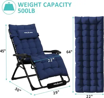 Кресло с нулевой гравитацией Шириной сиденья 22 см и подушкой - Откидывающийся шезлонг для отдыха на открытой террасе, во дворе, на веранде, у бассейна 1