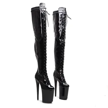 Auman Ale, новинка, 23 см/ 9 дюймов, искусственная кожа, пикантные экзотические женские ботинки на платформе и высоком каблуке, обувь для танцев на шесте 083