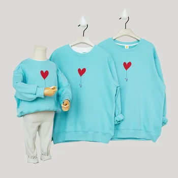 Одинаковые комплекты для семьи для мамы, папы, дочки и сына, Толстовки с мультяшным принтом, Свитер, Высококачественный хлопковый пуловер с длинными рукавами, Мама и я. 0