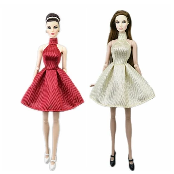 Модное вечернее платье с высоким воротом и открытой спиной, кукольное платье для Барби, одежда для кукол, наряды для кукольного домика Барби, аксессуары для кукол, игрушки