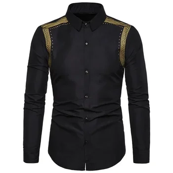 Осенне-зимняя новинка 2023, Европейская мужская рубашка с длинным рукавом, модная однотонная рубашка с принтом пшеничных колосьев 3