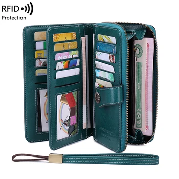 Женский кошелек MIYIN Fashion Texture, высококачественный RFID-противоугонный кожаный кошелек, женская длинная сумка на запястье с несколькими картами