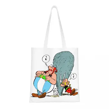 Сумки-тоут для покупок продуктов Asterix и Obelix, женские сумки-тоут с французским комиксом, холщовая сумка для покупок через плечо, сумки большой емкости 0