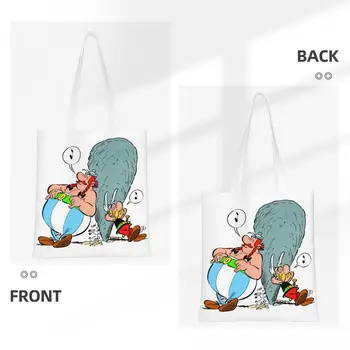 Сумки-тоут для покупок продуктов Asterix и Obelix, женские сумки-тоут с французским комиксом, холщовая сумка для покупок через плечо, сумки большой емкости 1