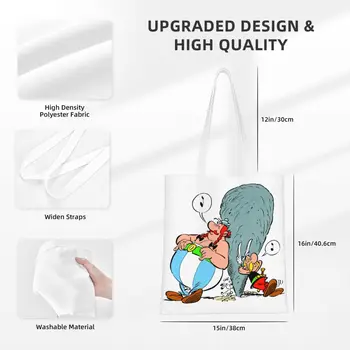 Сумки-тоут для покупок продуктов Asterix и Obelix, женские сумки-тоут с французским комиксом, холщовая сумка для покупок через плечо, сумки большой емкости 2